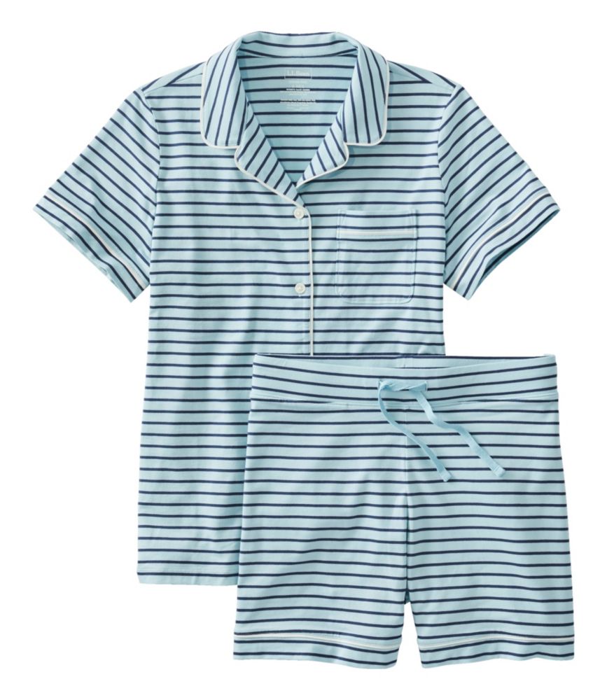 Women's Super-Soft Shrink-Free Pajamas, Short Set Stripe, Sterling Blue/Dark Indigo Stripe, small image number 1