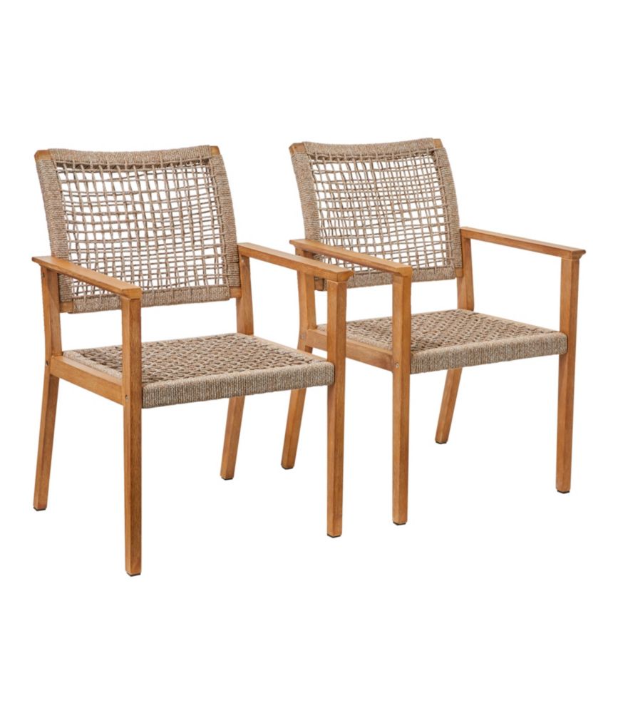 Eucalyptus and Rope Dining Chairs, Set of Two