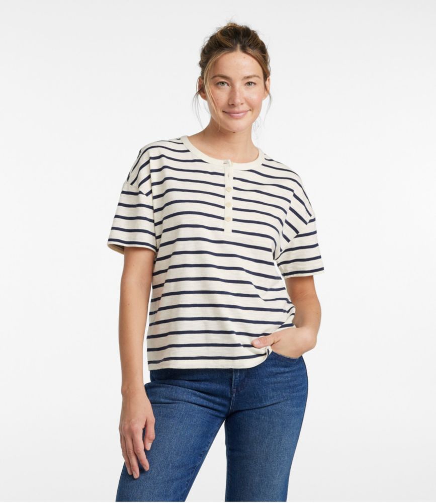 Women's Signature Slub Tee, Short-Sleeve Henley Novelty