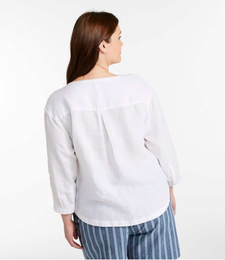 Women's Premium Washable Linen Shirt, Splitneck, Shell Pink, small image number 3