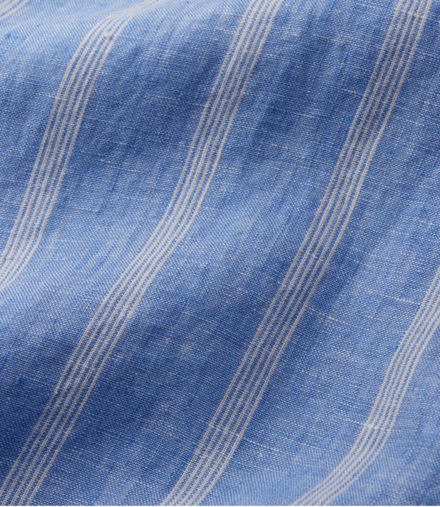 Women's Premium Washable Linen Shirt, Splitneck Stripe, Arctic Blue Stripe, small image number 5