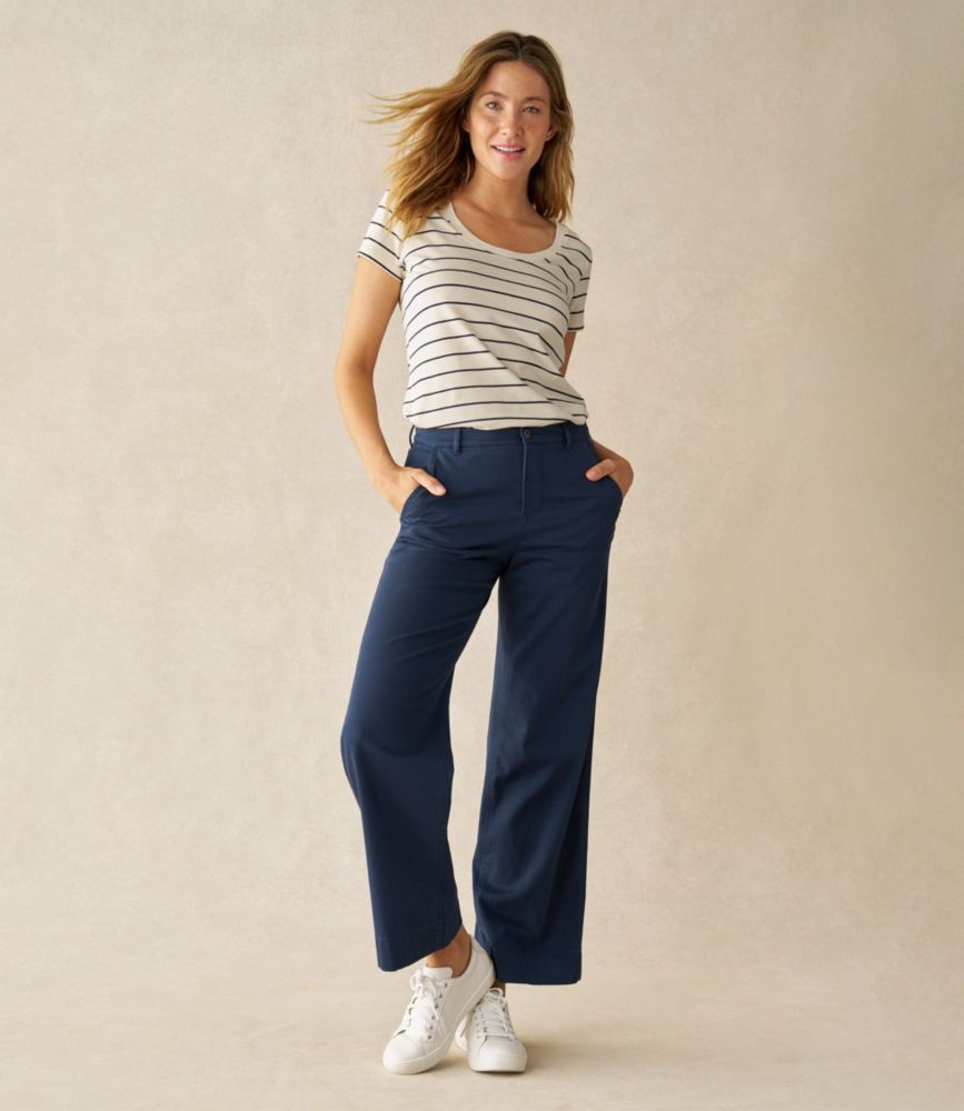 Women's Comfort Stretch Pants, Mid-Rise Wide-Leg Chino