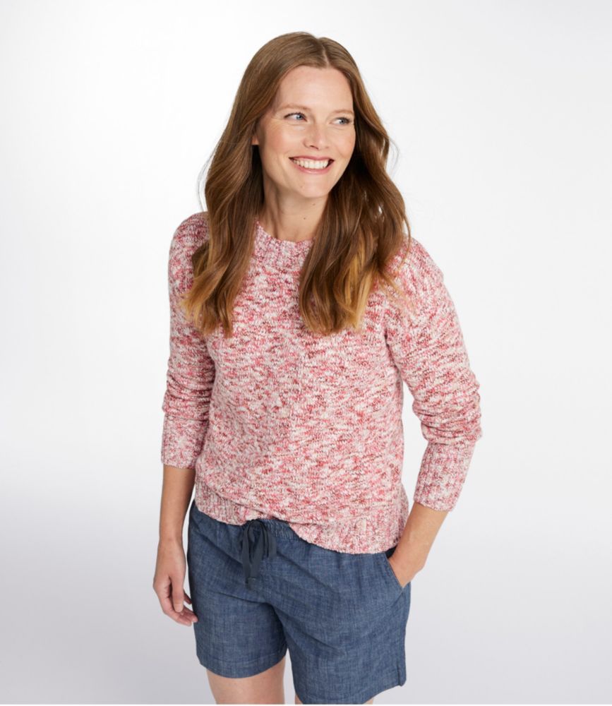 Women's Cotton Ragg Sweater, Crewneck Space-Dye, Dark Salmon Space Dye, small image number 2