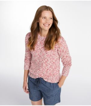 Women's Cotton Ragg Sweater, Crewneck Space-Dye