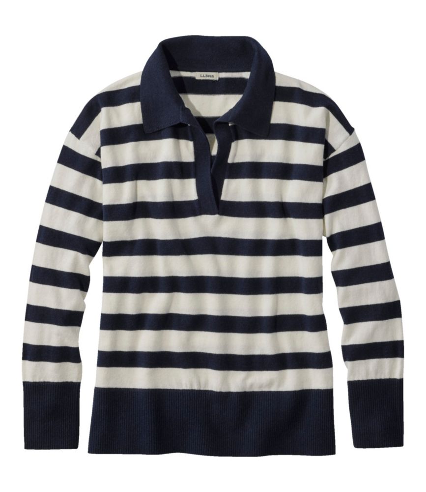 Women's Cotton/Cashmere Sweater, Polo Stripe