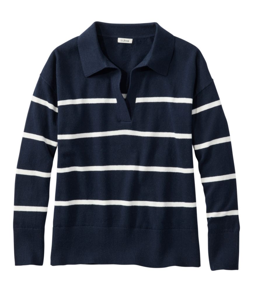 Women's Cotton/Cashmere Sweater, Polo Stripe
