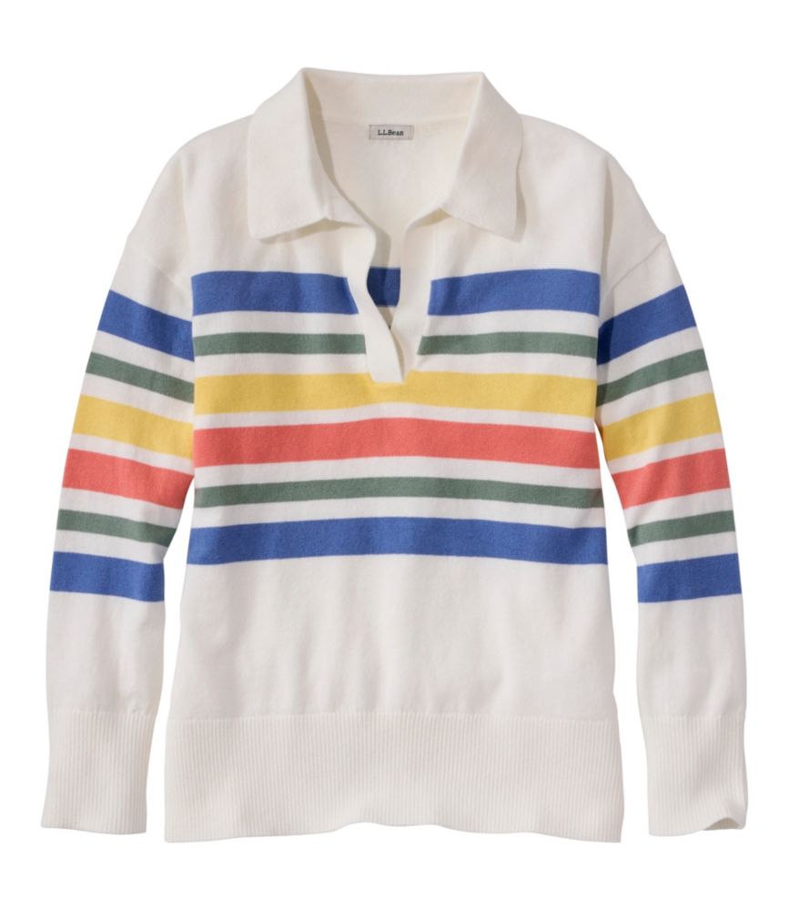 Women's Cotton/Cashmere Sweater, Polo Stripe