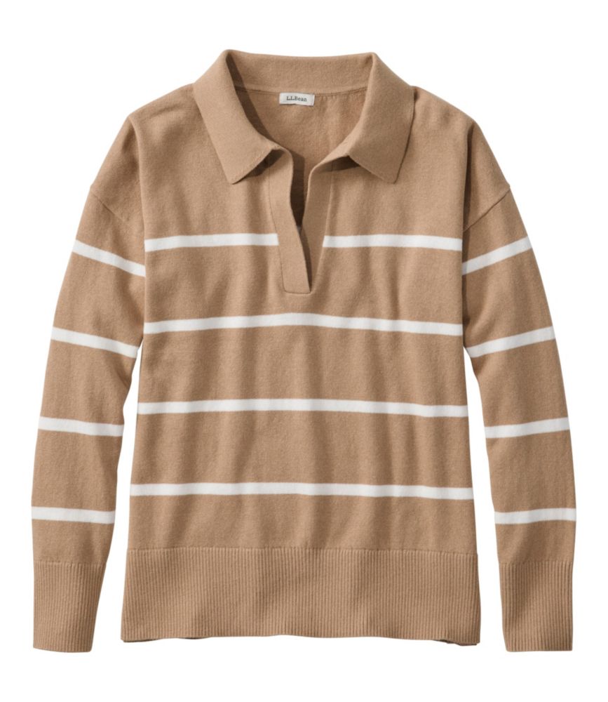 Women's Cotton/Cashmere Sweater, Polo Stripe