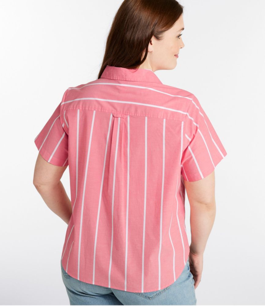 Women's Essential Cotton Poplin Shirt, Short-Sleeve, Arctic Blue Stripe, small image number 3