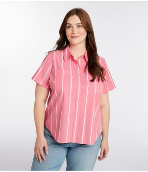 Women's Essential Cotton Poplin Shirt, Short-Sleeve