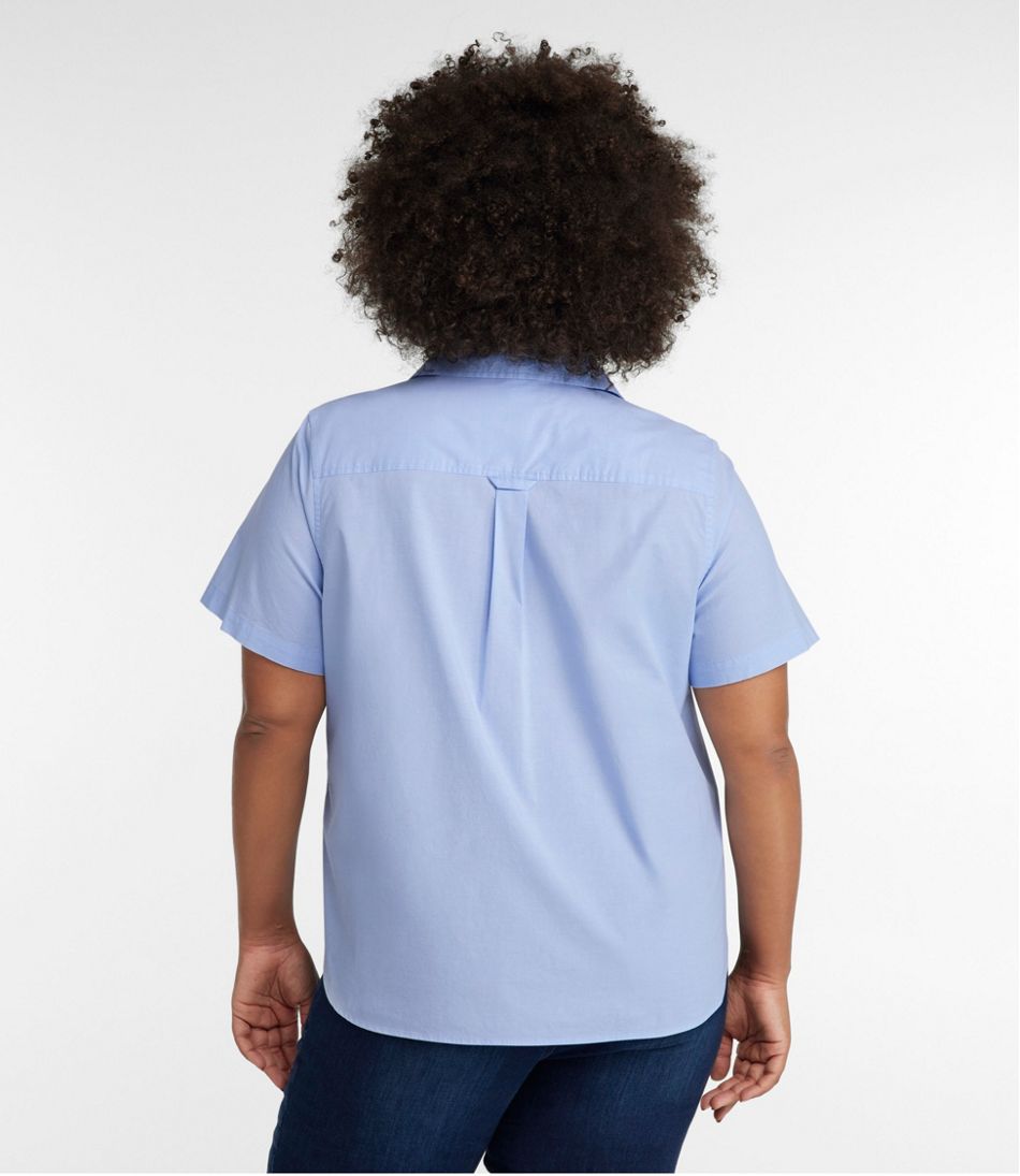 Women's Essential Cotton Poplin Shirt, Short-Sleeve