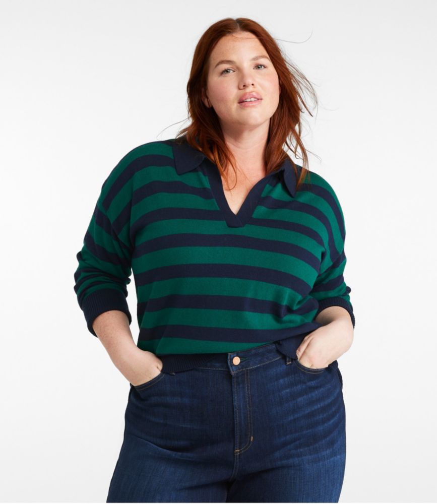 Women's Cotton/Cashmere Sweater, Polo Stripe, Boulder Heather Stripe, small image number 2