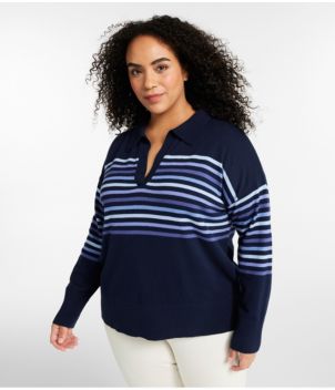 Women's Cotton/Cashmere Sweater, Polo Stripe