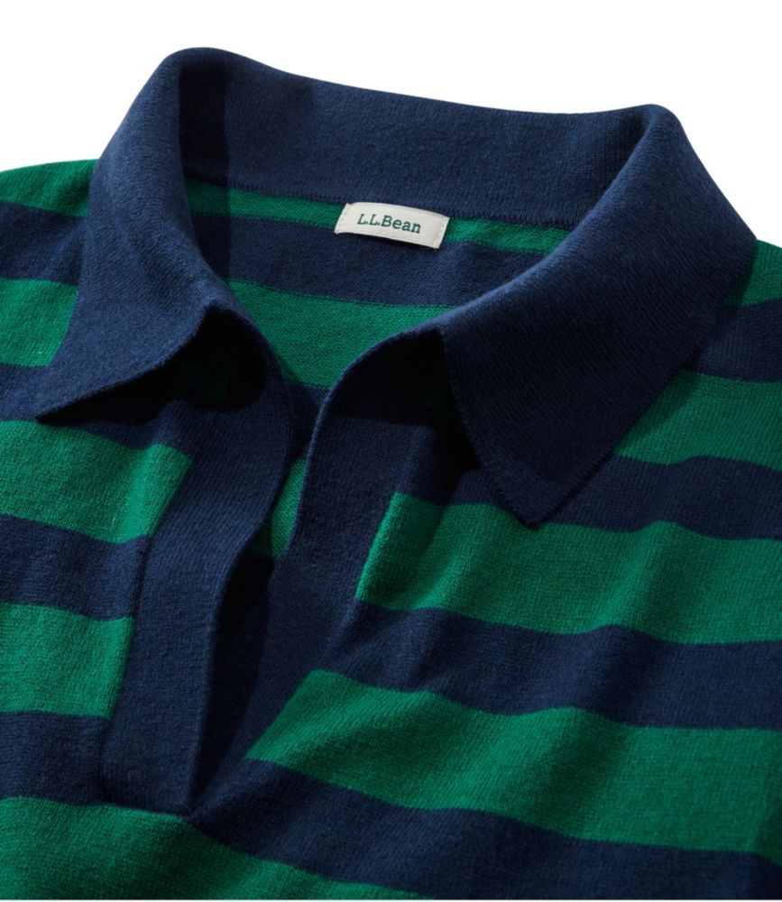 Women's Cotton/Cashmere Sweater, Polo Stripe, Classic Navy/Cream, small image number 4