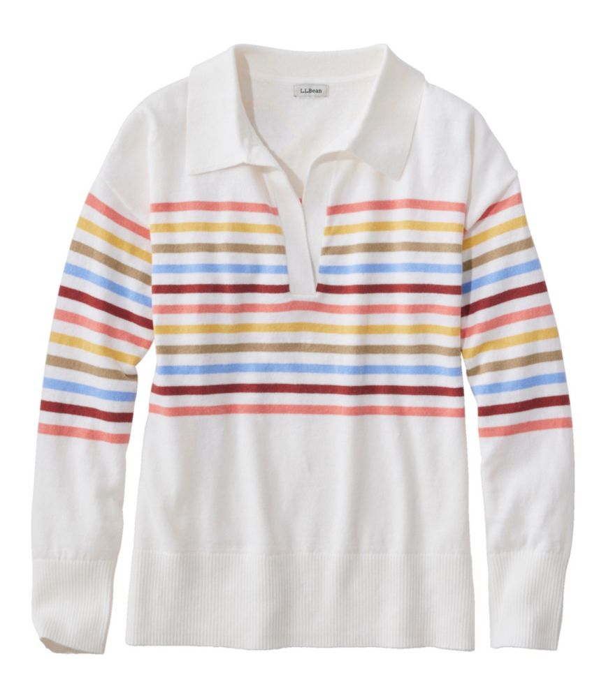 Women's Cotton/Cashmere Sweater, Polo Stripe