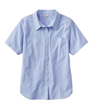 Women's Essential Cotton Poplin Shirt, Short-Sleeve