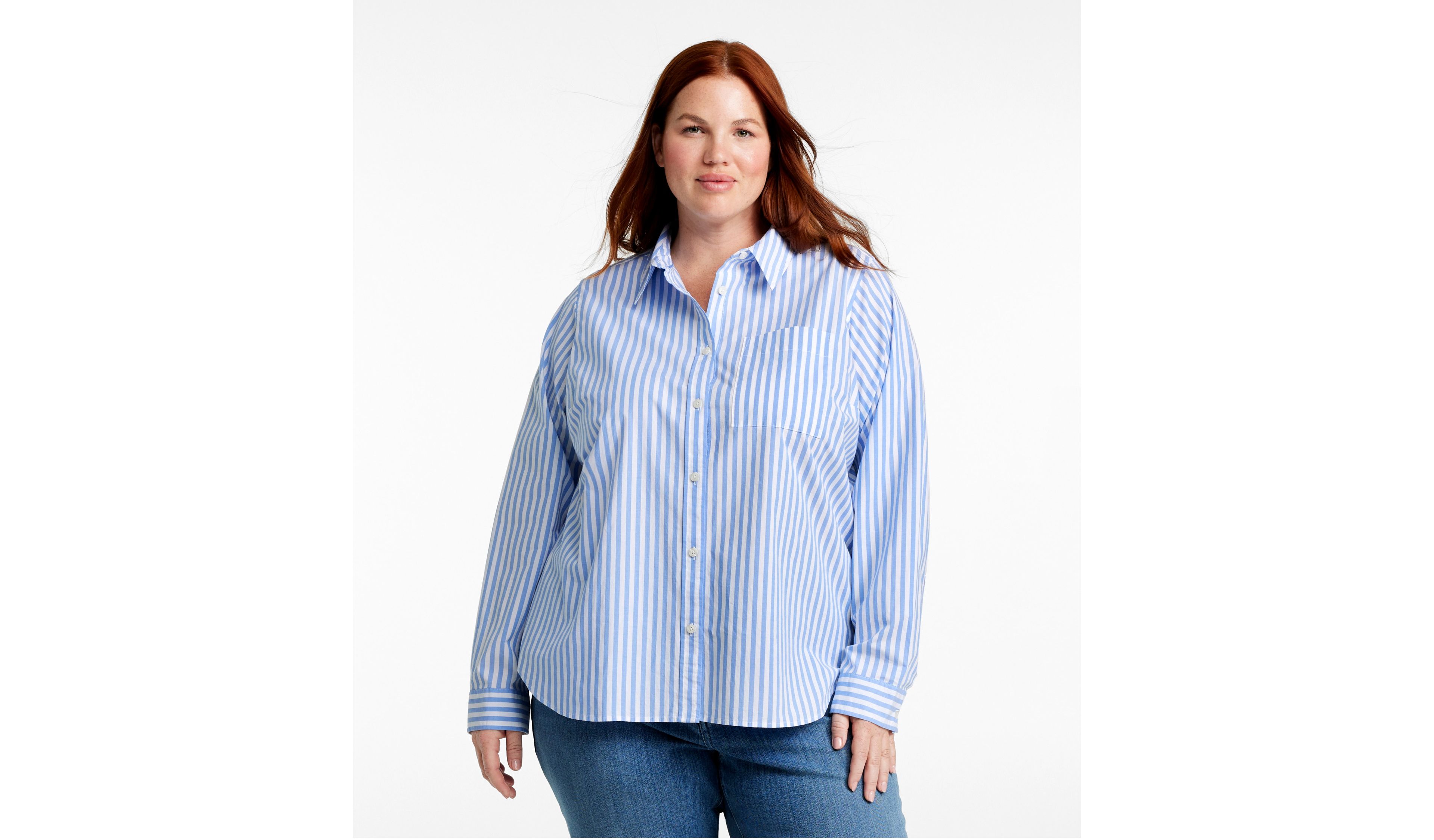 Women's Essential Cotton Poplin Shirt, Long-Sleeve