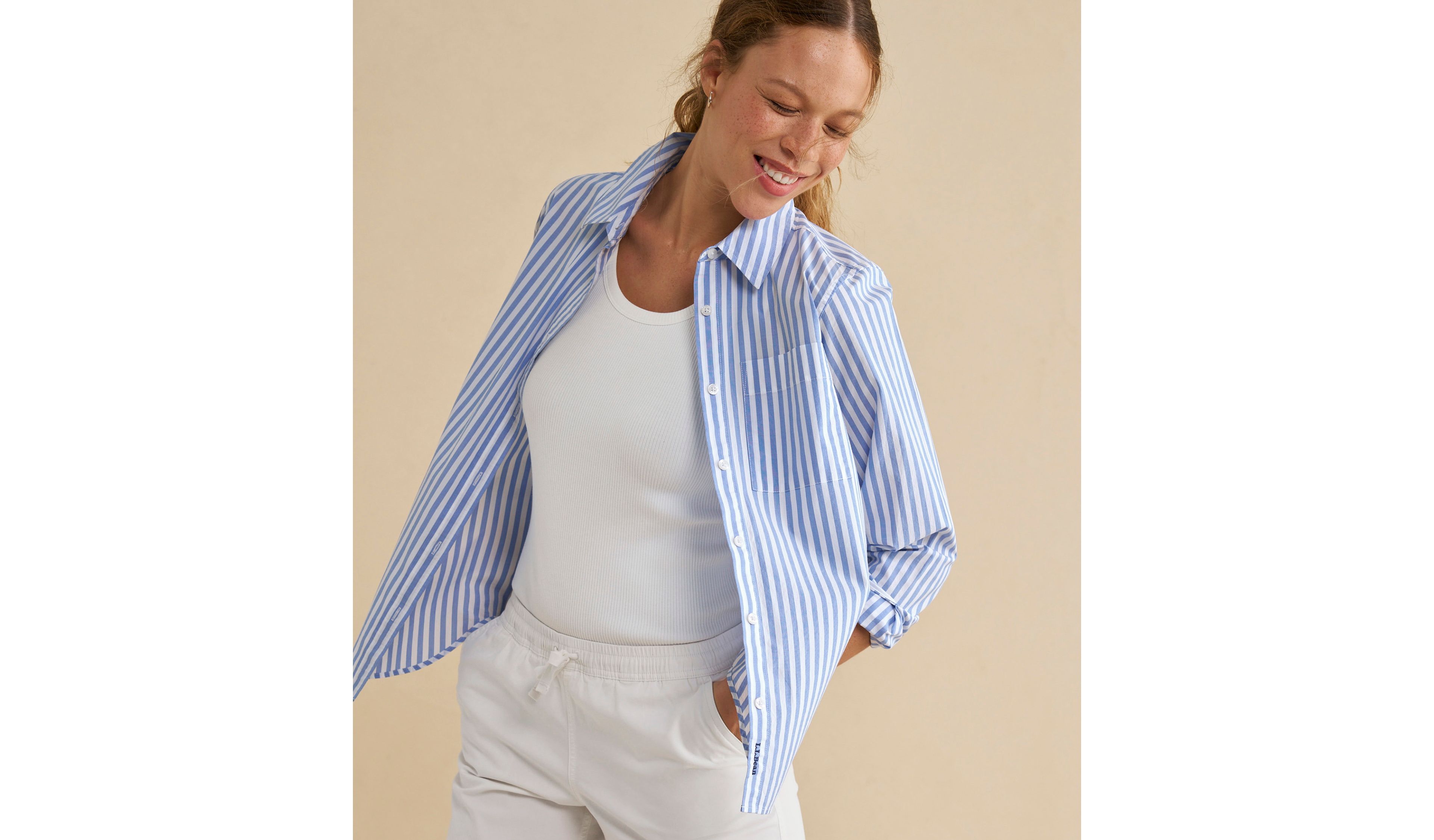 Women's Essential Cotton Poplin Shirt, Long-Sleeve