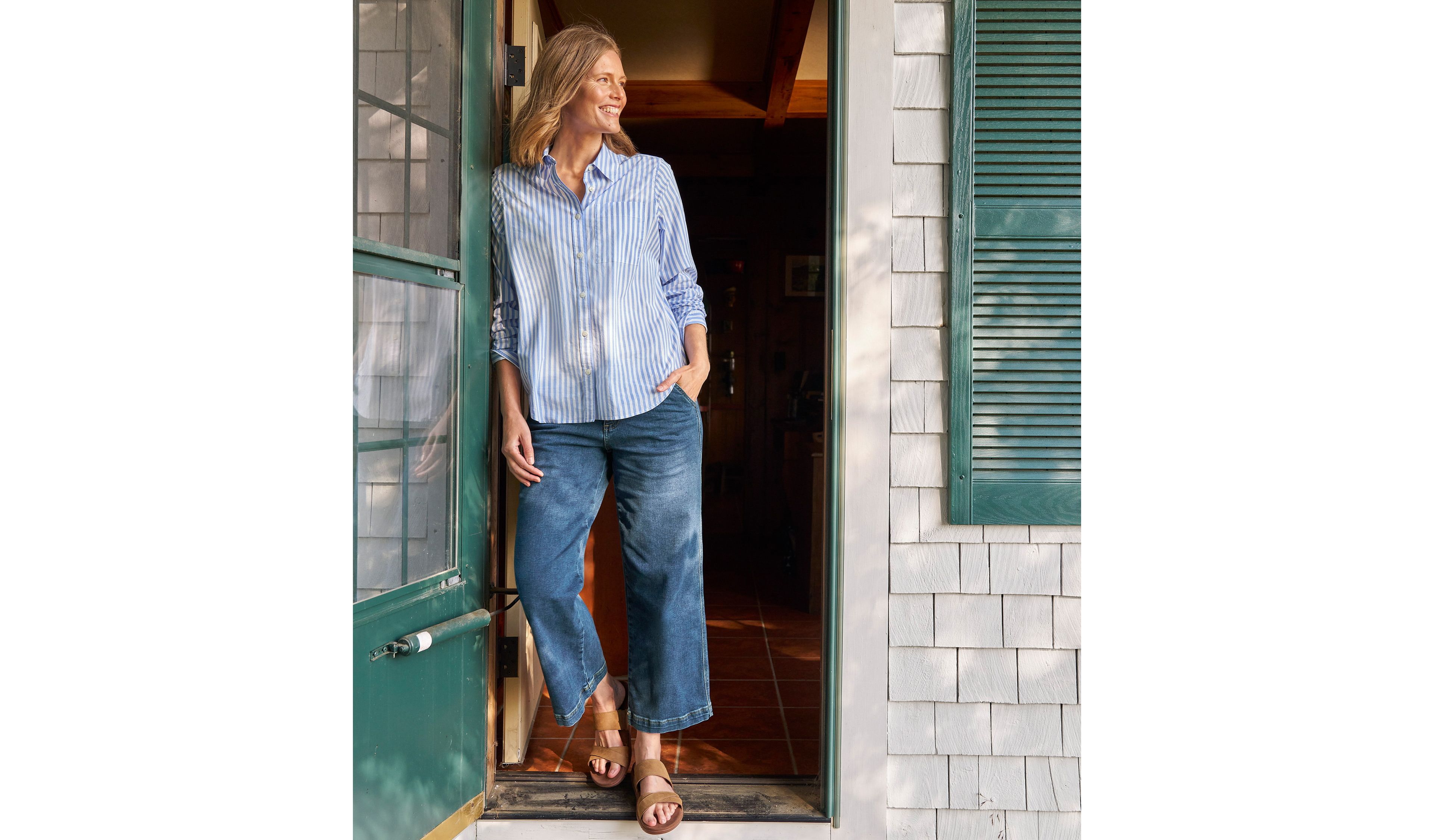 Women's Essential Cotton Poplin Shirt, Long-Sleeve