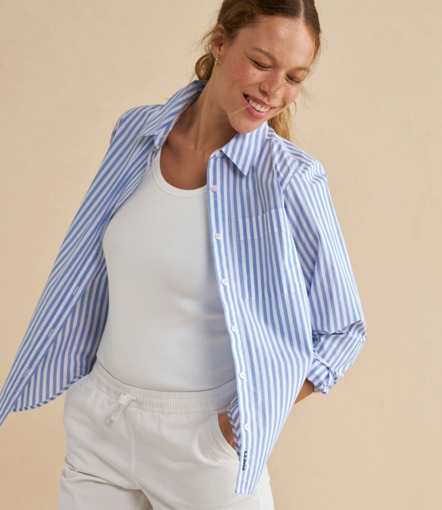 Women's Essential Cotton Poplin Shirt, Long-Sleeve