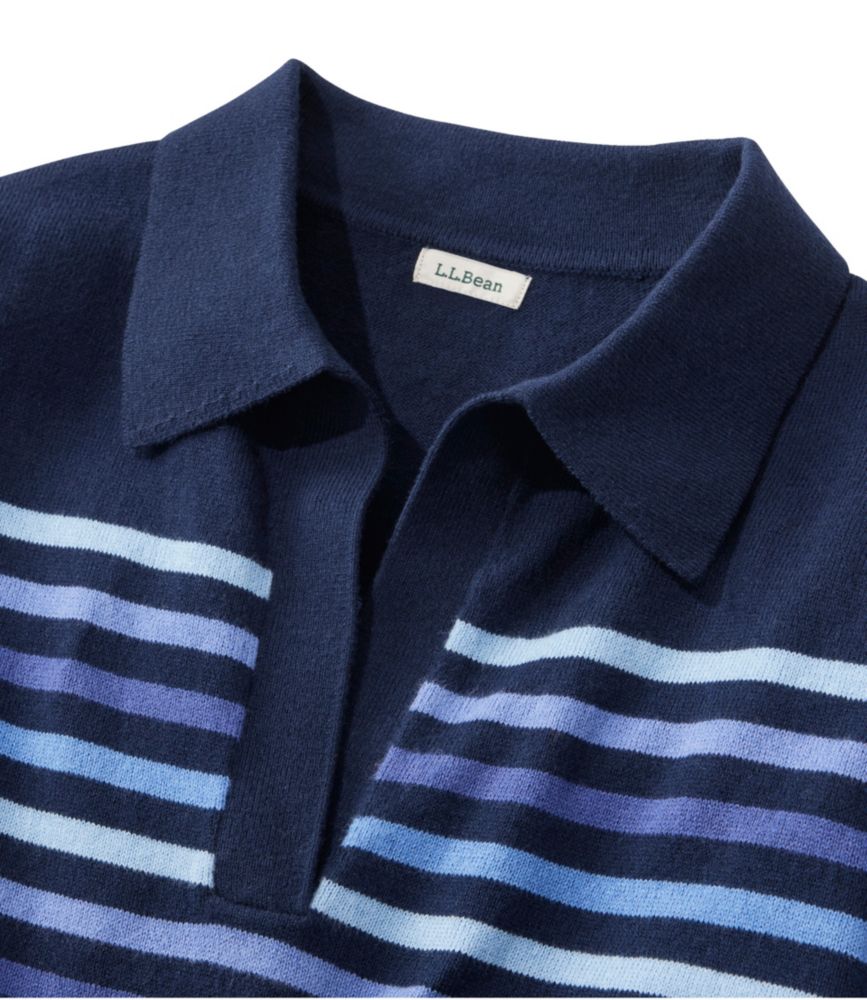 Women's Cotton/Cashmere Sweater, Polo Stripe, Classic Navy/Cream, small image number 4