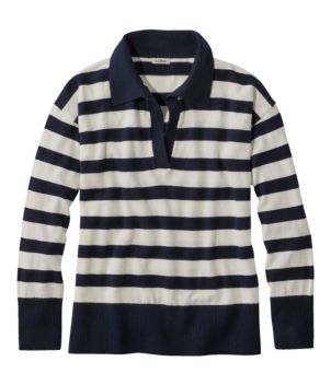 Women's Cotton/Cashmere Sweater, Polo Stripe