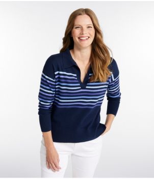 Women's Cotton/Cashmere Sweater, Polo Stripe