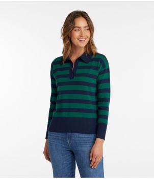 Women's Cotton/Cashmere Sweater, Polo Stripe