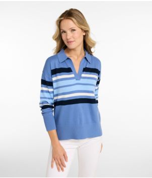 Women's Cotton/Cashmere Sweater, Polo Stripe