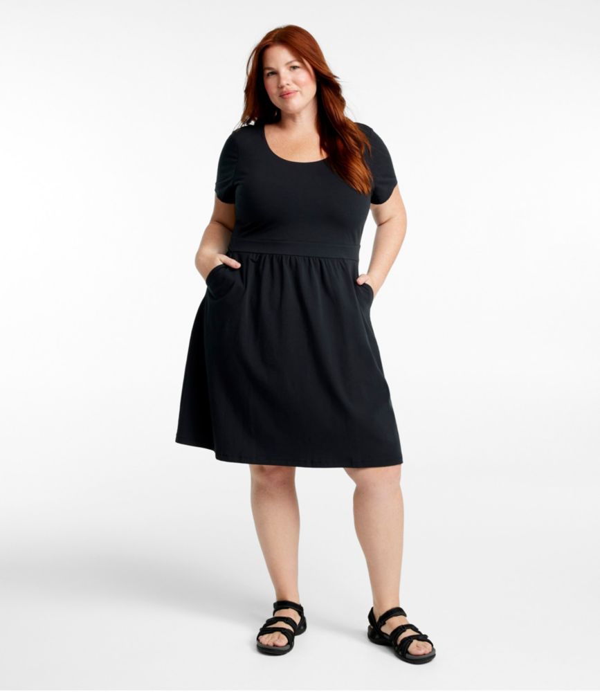 Women's Easy Cotton Fit-and-Flare Dress, Black, small image number 2