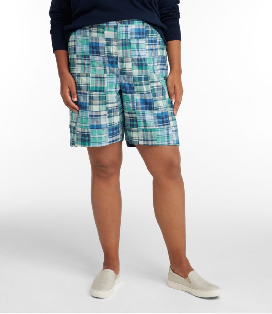Women's Comfort Shorts, Patchwork Bermudas 9", Aqua Sea Patchwork, small image number 2
