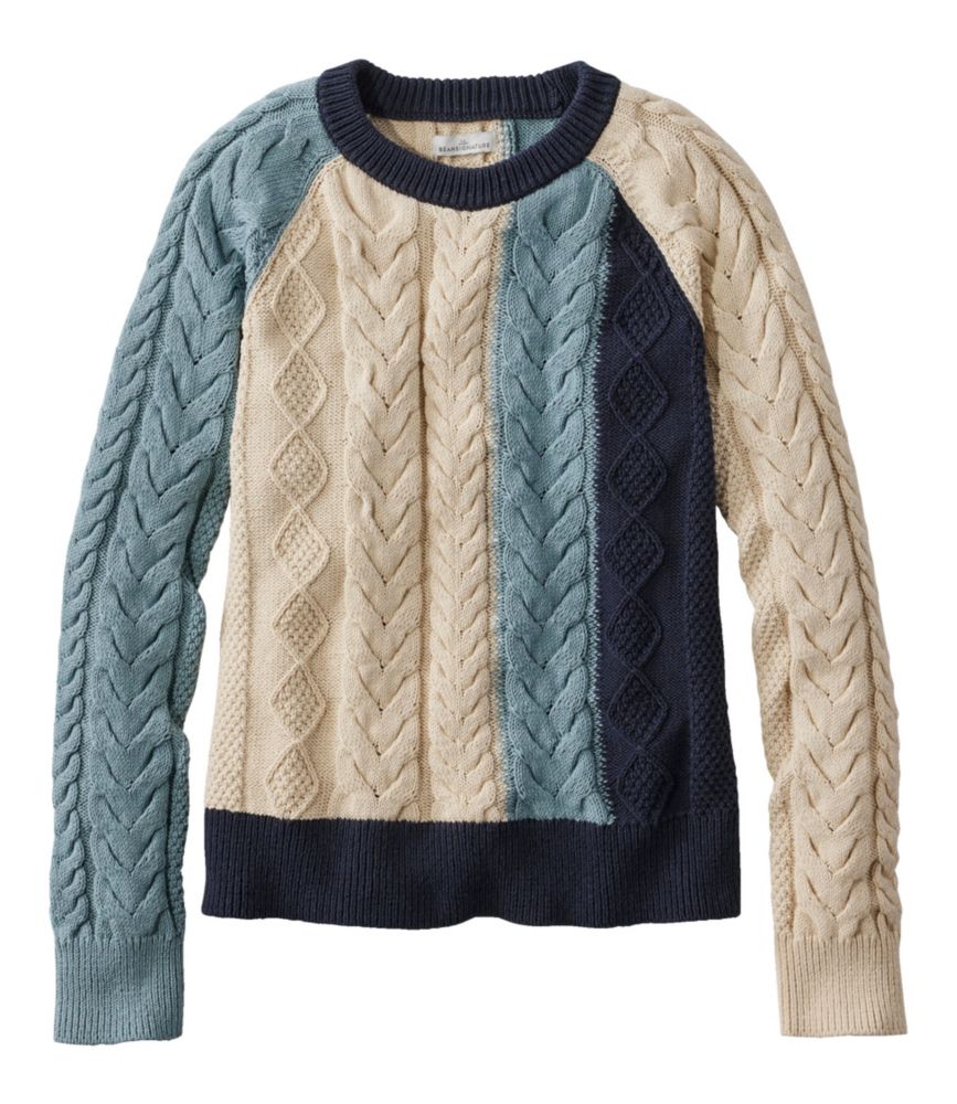 Women's Signature Classic Fisherman Sweater, Crewneck Colorblock, , small image number 4