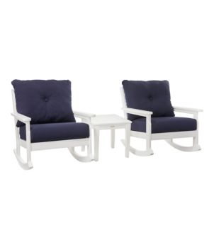 All-Weather Patio Rocker Set with Side Table, White