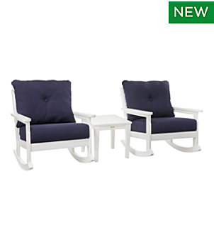 All-Weather Patio Rocker Set with Side Table, White