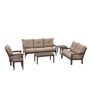 All-Weather 6-Piece Patio Set with Textured Cushions, Mahogany