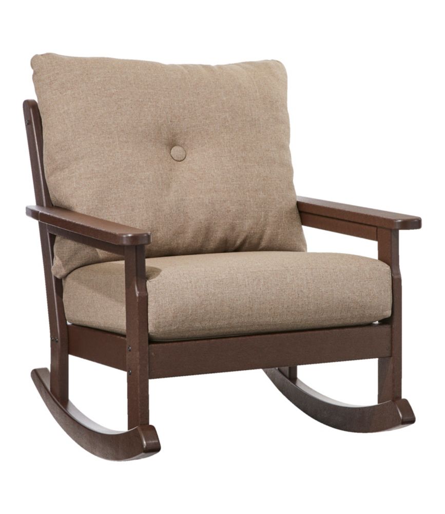 All Weather Patio Rocker with Textured Cushion Mahogany Chairs