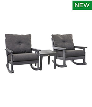 All-Weather Patio Rocker Set with Side Table, Slate Gray