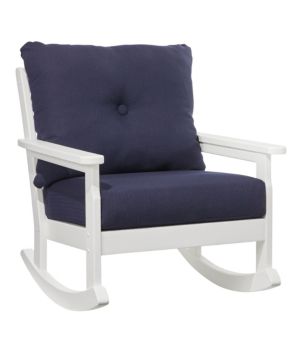 All-Weather Patio Rocker with Textured Cushion, White