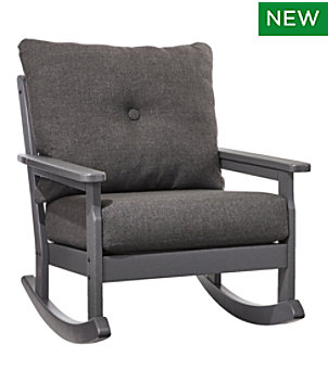 All-Weather Patio Rocker with Textured Cushion, Slate Gray