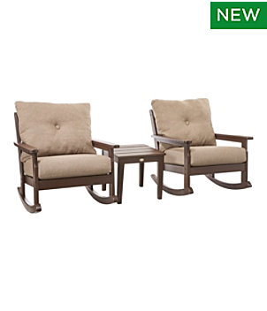 All-Weather Patio Rocker Set with Side Table, Mahogany