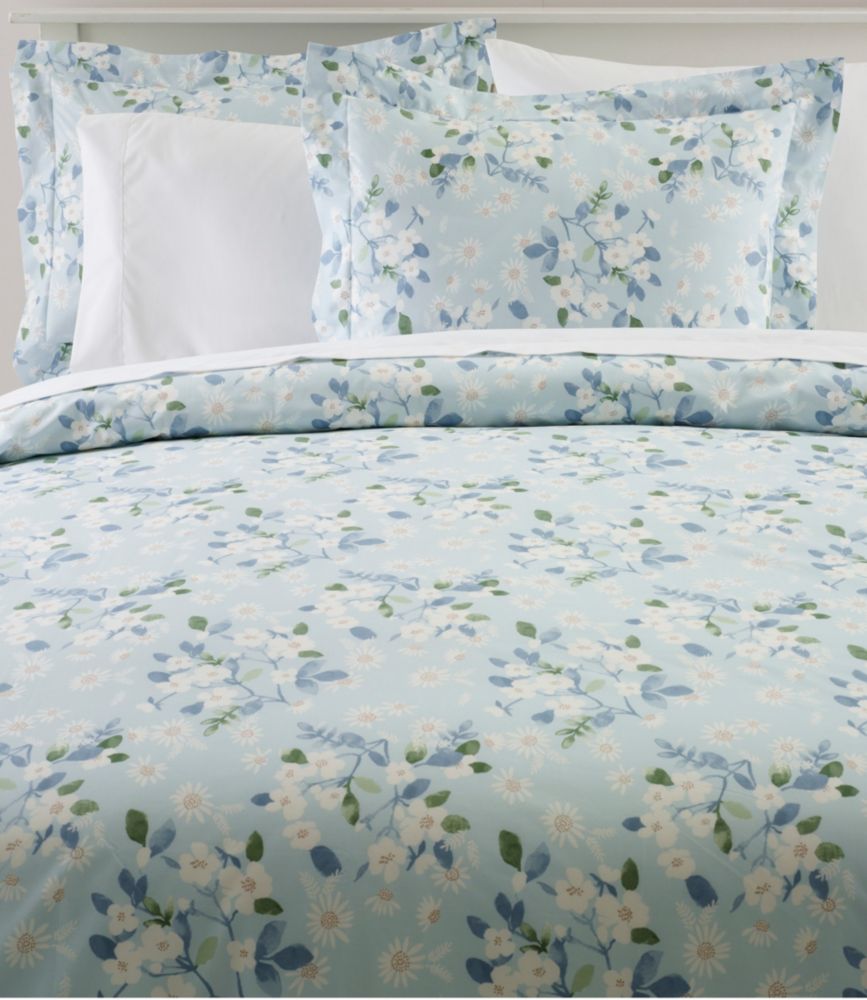 Premium Egyptian Percale Comforter Cover Collection, Daisy, Light Blue, small image number 1