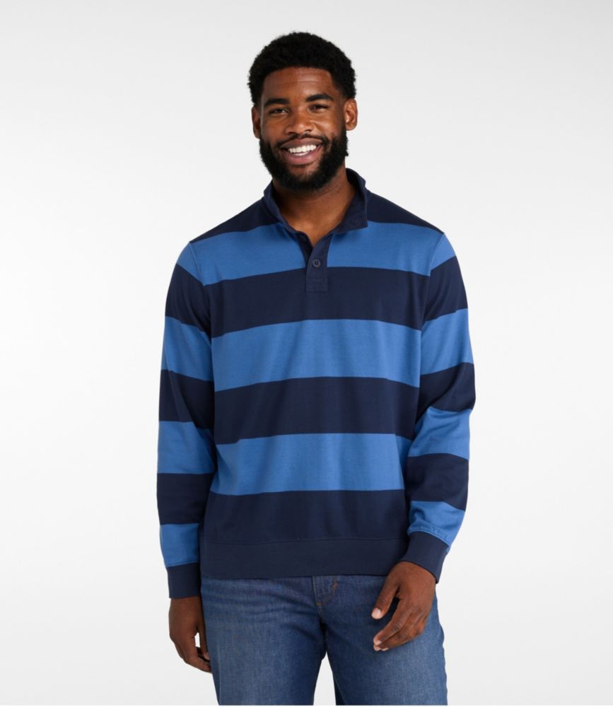 Men's Bean's Vintage Soft Rugby, Mockneck, Stripe, Classic Navy/Bright Blue, small image number 4