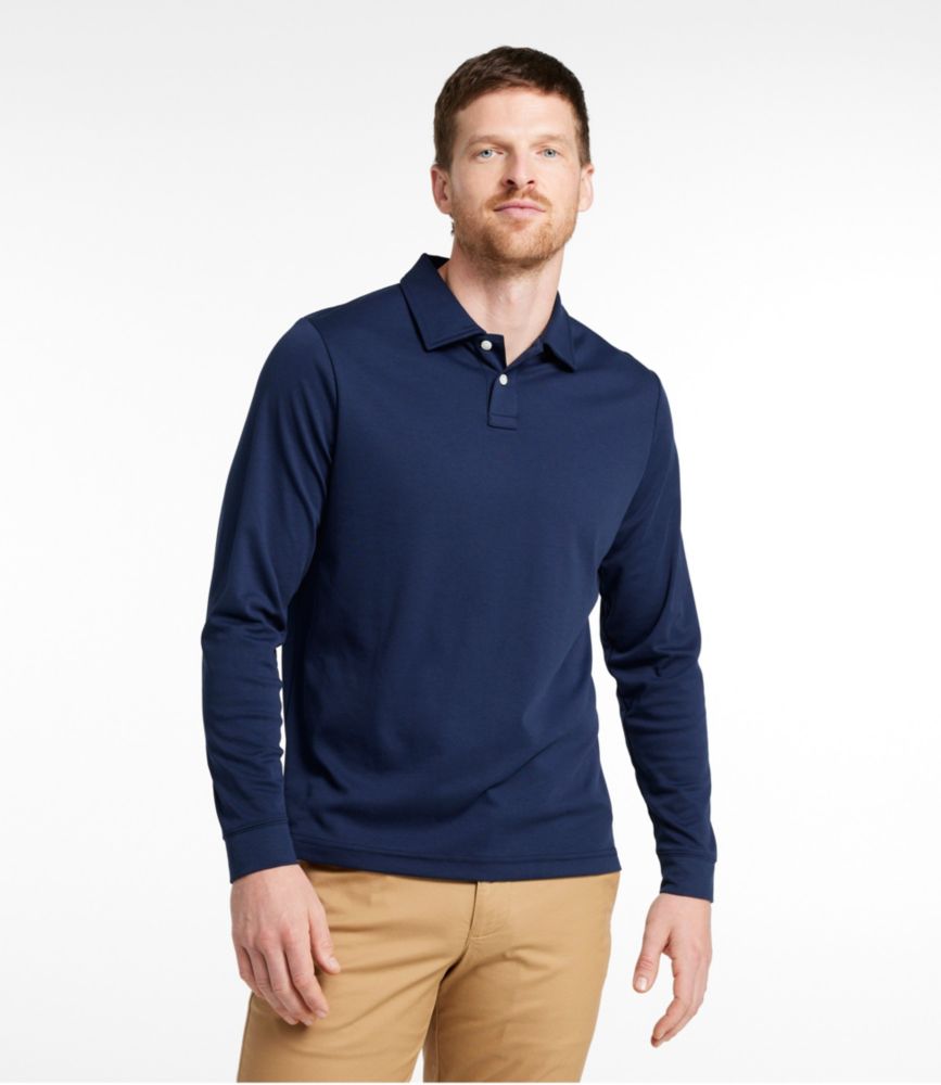 Men's Comfort Stretch Performance® Polo, Long-Sleeve, Slightly Fitted, Chalk Blue, small image number 2