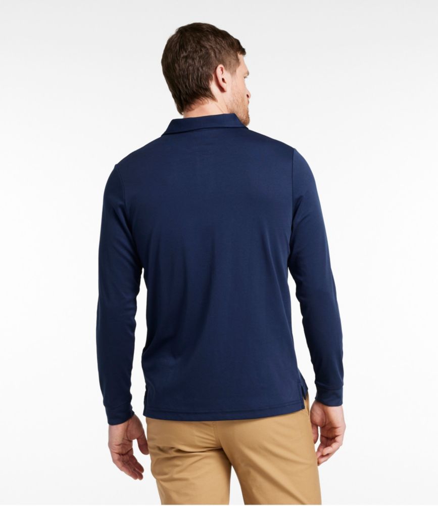 Men's Comfort Stretch Performance Polo, Long-Sleeve, Slightly Fitted, Barley, small image number 3