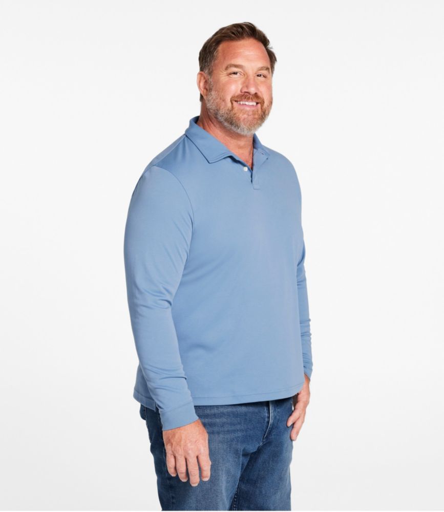 Men's Comfort Stretch Performance® Polo, Long-Sleeve, Slightly Fitted, Chalk Blue, small image number 4