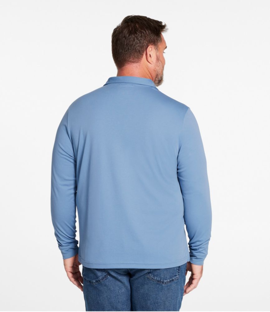 Men's Comfort Stretch Performance Polo, Long-Sleeve, Slightly Fitted, Barley, small image number 5