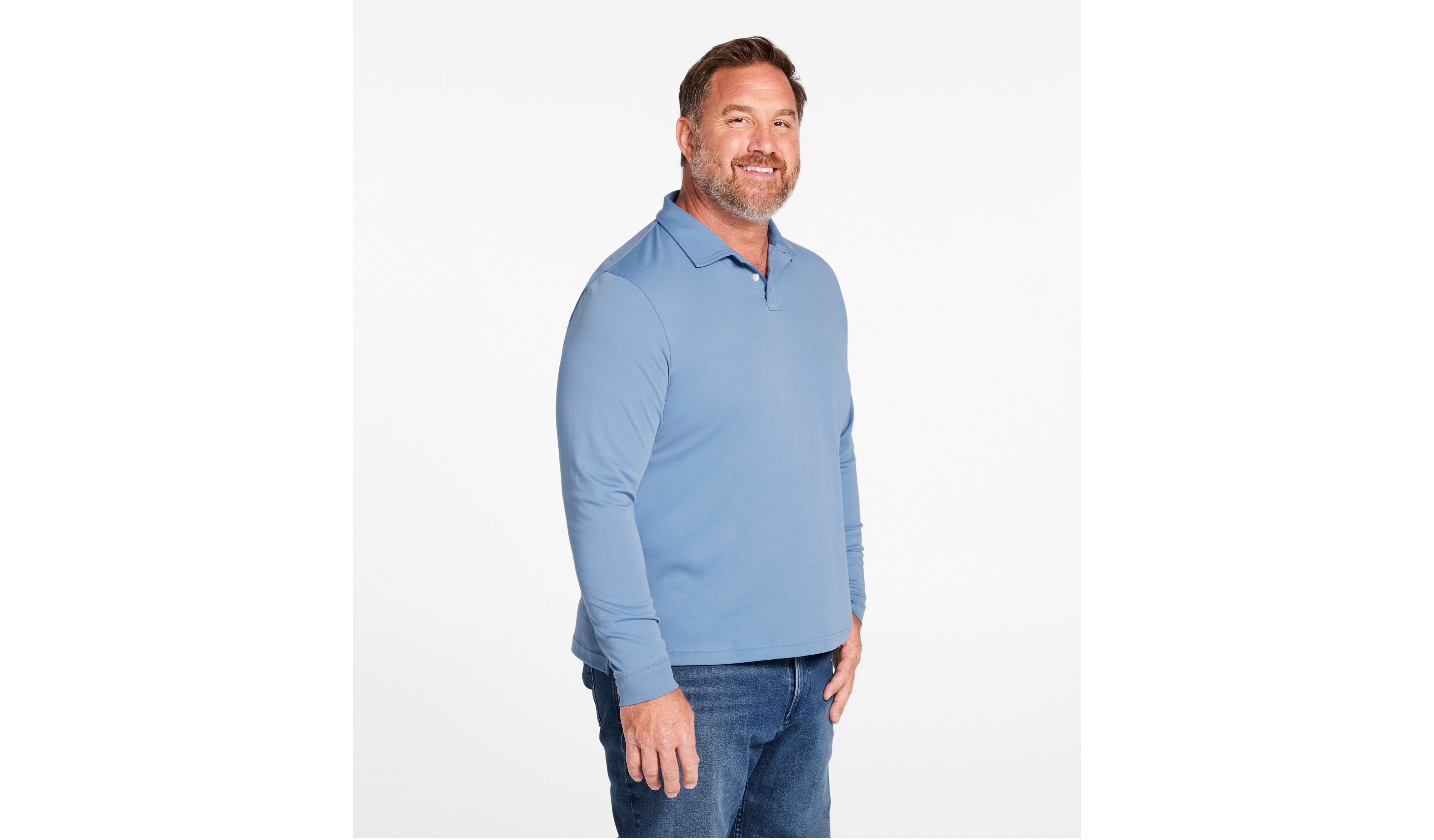 Men's Comfort Stretch Performance® Polo, Slightly Fitted, Long-Sleeve