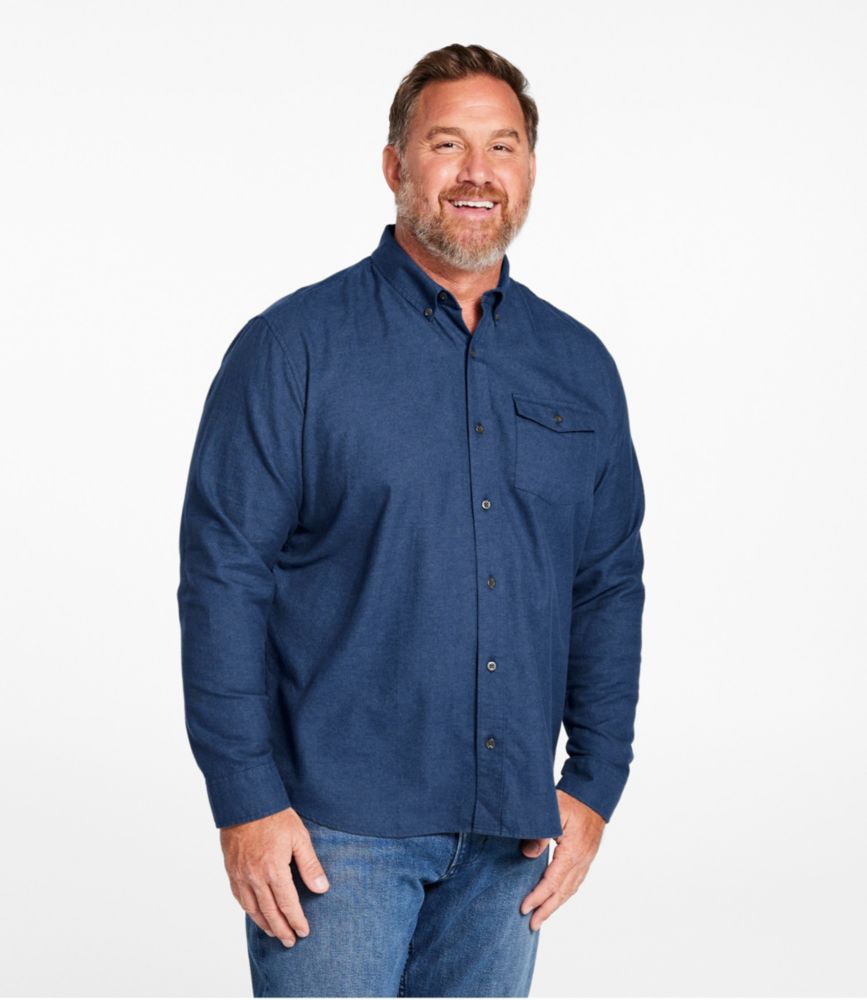 Men's Brushed Jaspé Twill Shirt, Traditional Untucked Fit, Deep Blue Heather, small image number 4