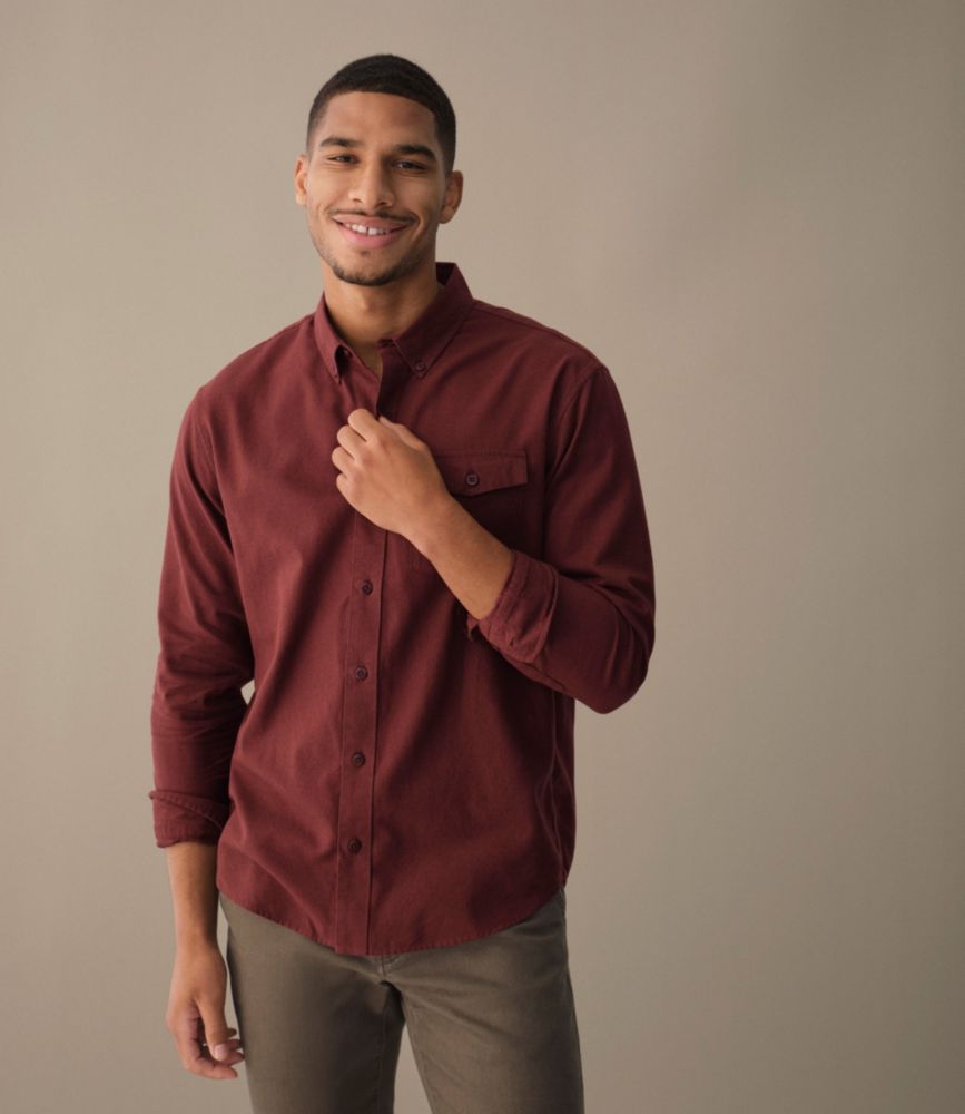 Men's Brushed Jaspé Twill Shirt, Traditional Untucked Fit