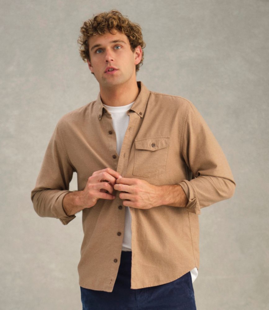 Men's Brushed Jaspé Twill Shirt, Traditional Untucked Fit, Deep Blue Heather, small image number 9